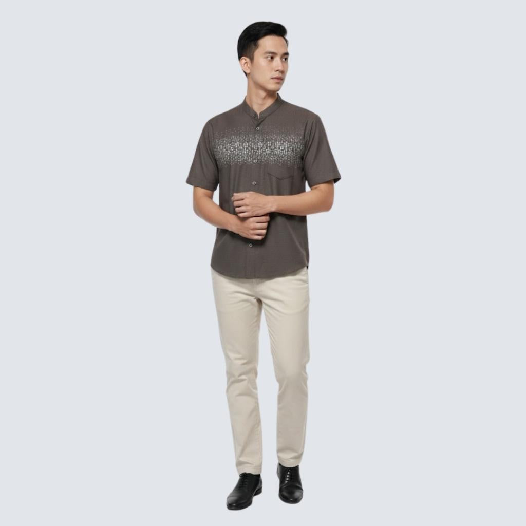 Odza Baju Koko Pria Lengan Pendek Regular Fit Jumbo Abizar Cokelat