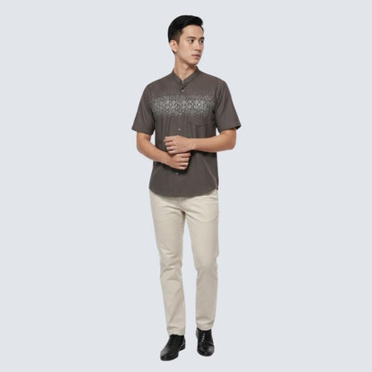 Odza Baju Koko Pria Lengan Pendek Regular Fit Jumbo Abizar Cokelat