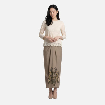 Odza Rok Lilit Batik Wanita Panjang Allsize Bawahan Kebaya Kondangan Wisuda Cleopatra Sage Coklat