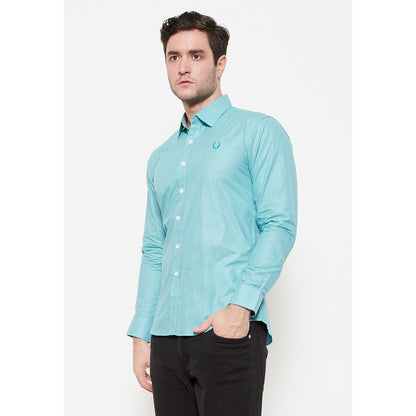 Baju Kemeja Lengan Panjang Hijau Muda Polos Pria Slimfit Atasan Formal Kantor