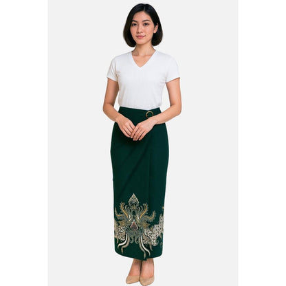 Odza Set Batik Couple Kemeja Rok Lilit Hem Couple Pria Kebaya Wanita Lengan Pendek Jumputan Hitam Priyatama Motif Setelan
