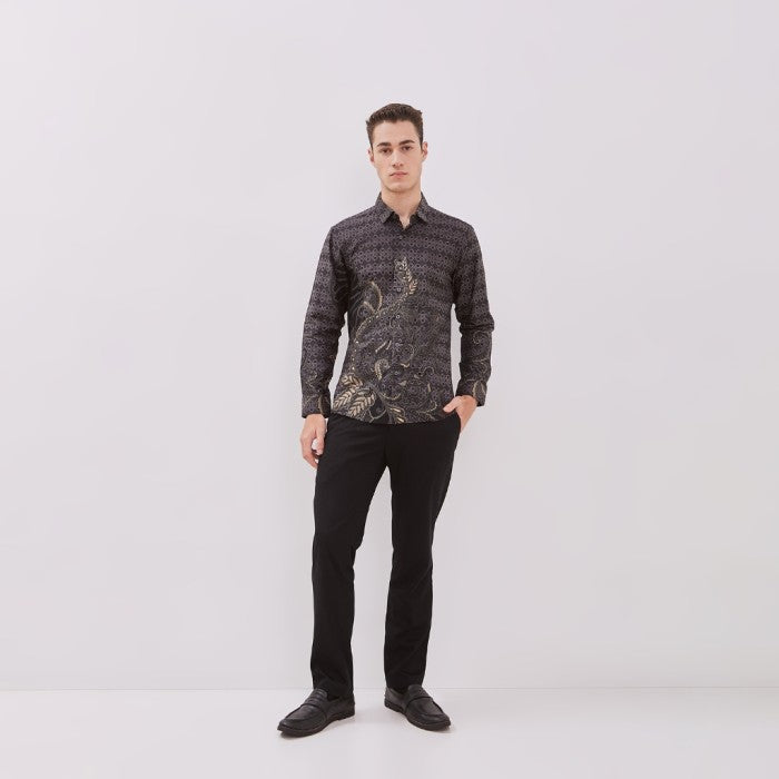 Odza Kemeja Batik Pria Lengan Panjang Slimfit Cotton Printing Decaddi