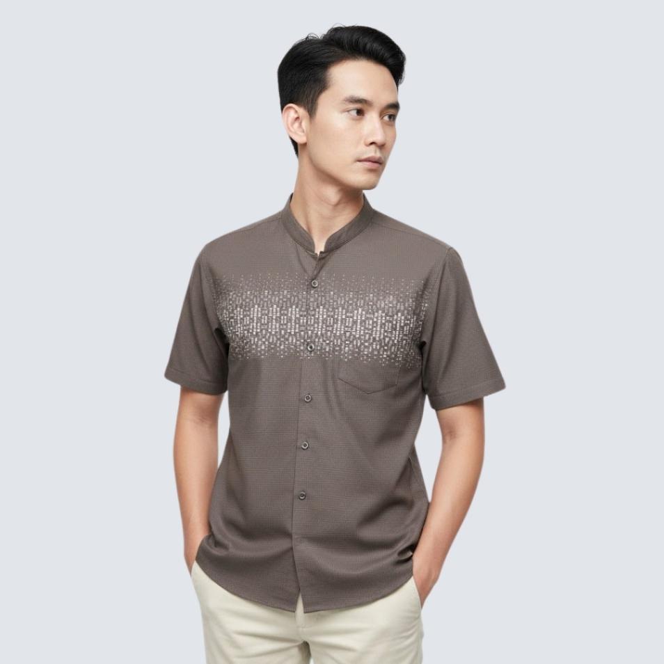 Odza Baju Koko Pria Lengan Pendek Regular Fit Jumbo Abizar Cokelat