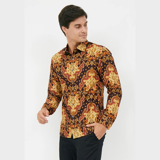 Odza Classic Kemeja Batik Muslim Pria Lengan Panjang Krestina