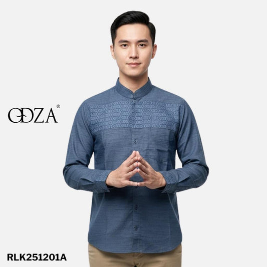 Odza Classic Baju Koko Pria Lengan Panjang Kemeja Muslim Kerah Shanghai Regular Afa Series Cocok untuk Ibadah dan Acara Resmi