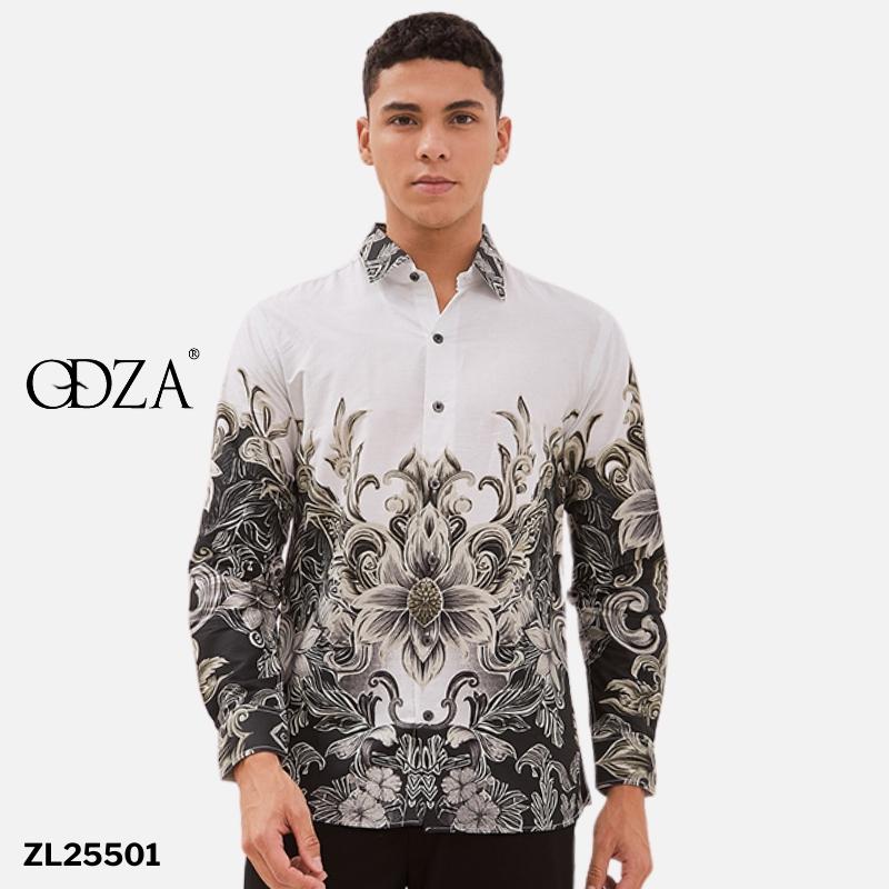 Odza Baju Kemeja Batik Pria Slim Regular Fit Lengan Panjang Mewah Saktora
