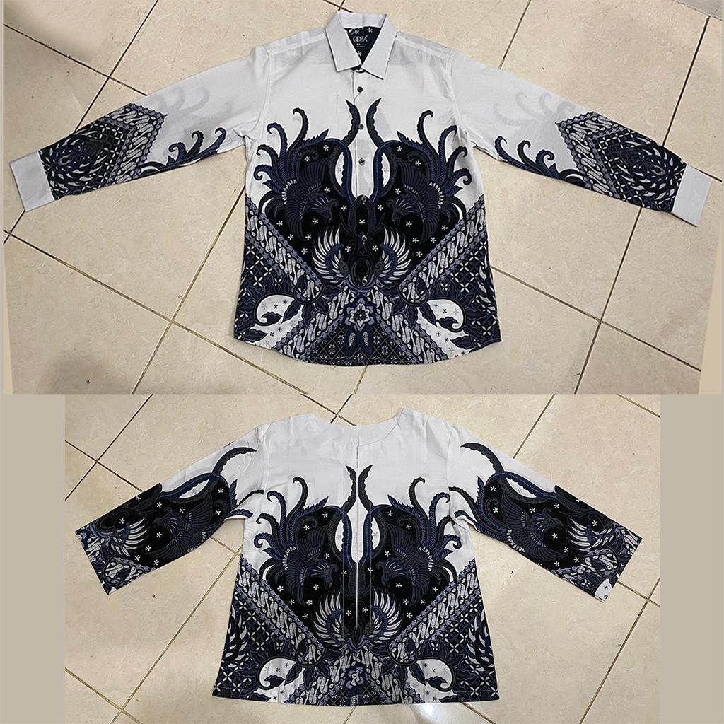 Odza Batik Couple Set Kemeja Pria Slim Fit Blouse Wanita Lengan Panjang 7/8 Katun Premium Kondangan Saktora
