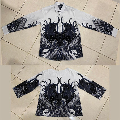 Odza Batik Couple Set Kemeja Pria Slim Fit Blouse Wanita Lengan Panjang 7/8 Katun Premium Kondangan Saktora