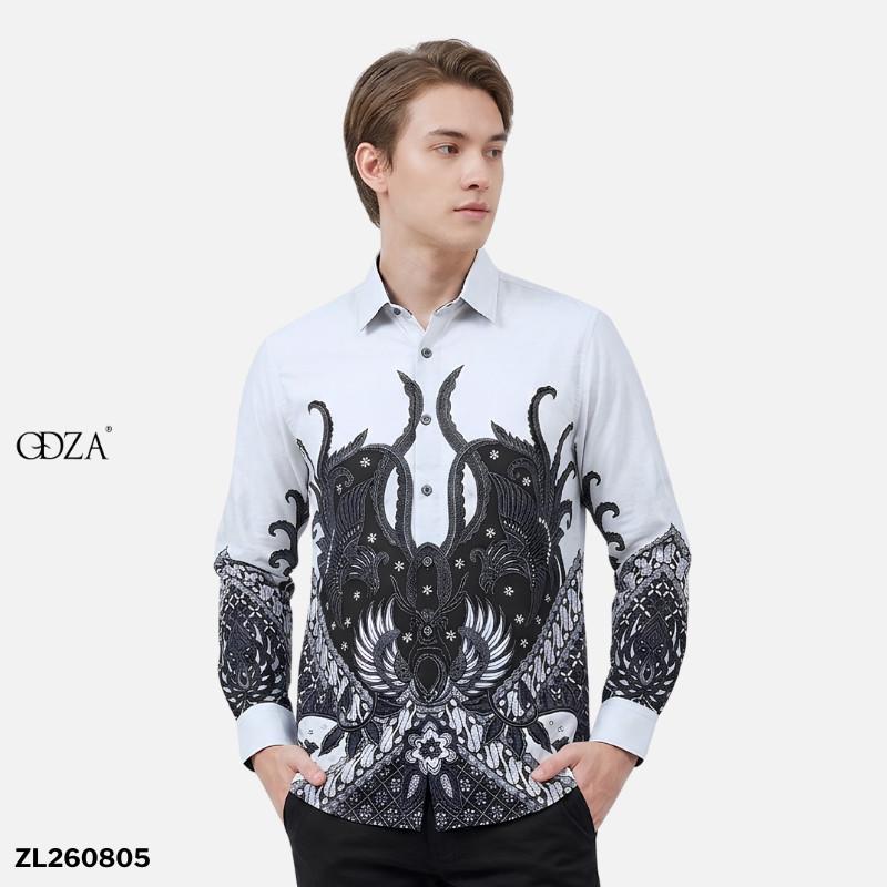 Odza Batik Couple Set Kemeja Pria Slim Fit Blouse Wanita Lengan Panjang 7/8 Katun Premium Kondangan Saktora