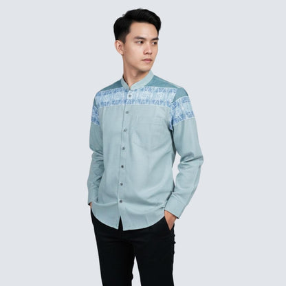 Odza Baju Koko Pria Lengan Panjang Jumbo Kemeja Muslim Regular Fit Modern Gifari Dusty Pink