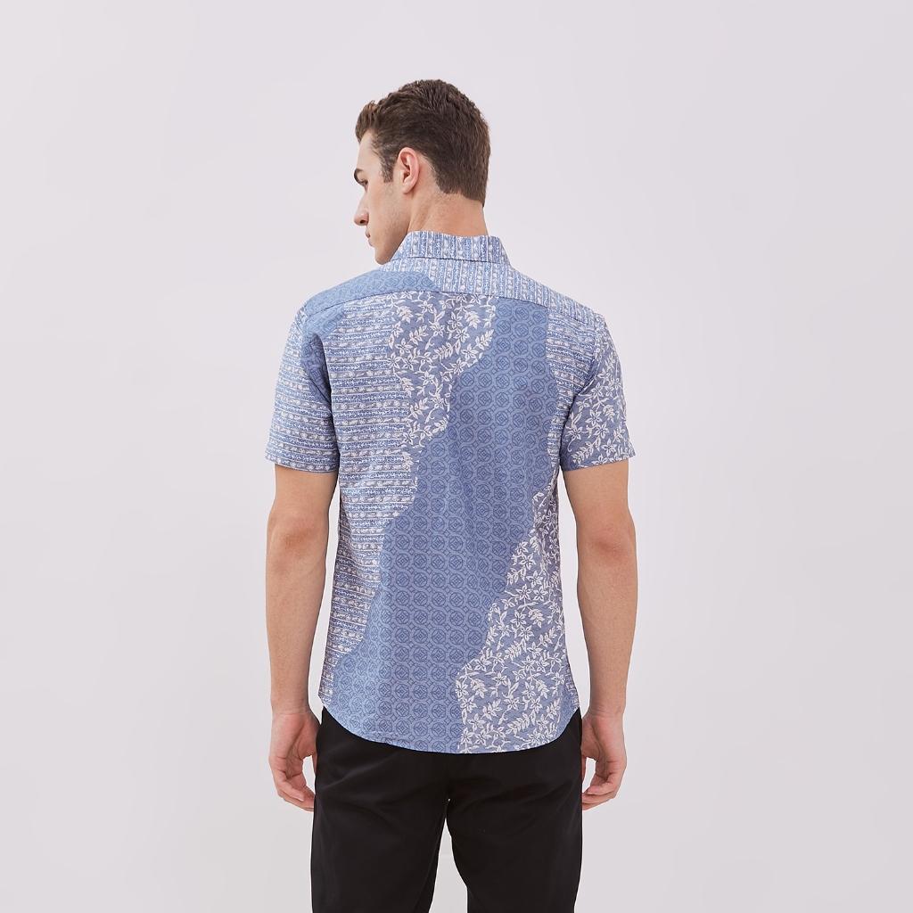 Odza Kemeja Pria Baju Batik Slimfit Lengan Pendek Sogan Hem Pria Katun Premium Darja