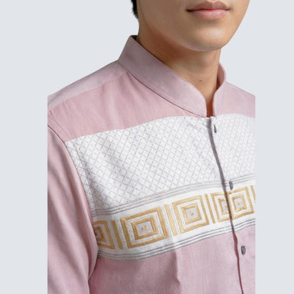 Odza Classic Baju Koko Modern Lengan Pendek Pria Atasan Muslim Regular Fit Dewasa Estisha Abu-abu