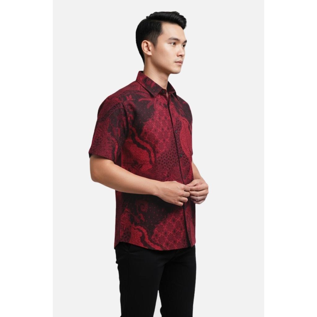 Odza Atasan Batik Couple Lengan Pendek Luaran Vest Rompi Set Baju Outer Pria Wanita Allsize Parama Merah Maroon Natal Imlek Sincia