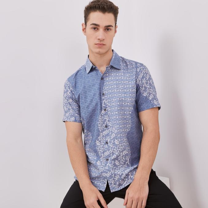 Odza Baju Batik Pria Lengan Pendek Slim Fit Modern Hem Batik Solo Pekalongan Triattana