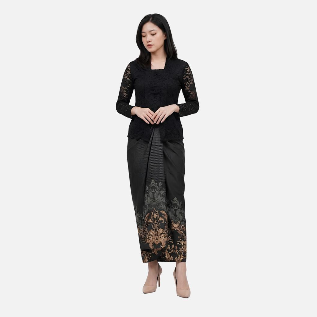 Odza Rok Lilit Batik Wanita Panjang Allsize Bawahan Kebaya Kondangan Wisuda Helena Hitam Abu-abu