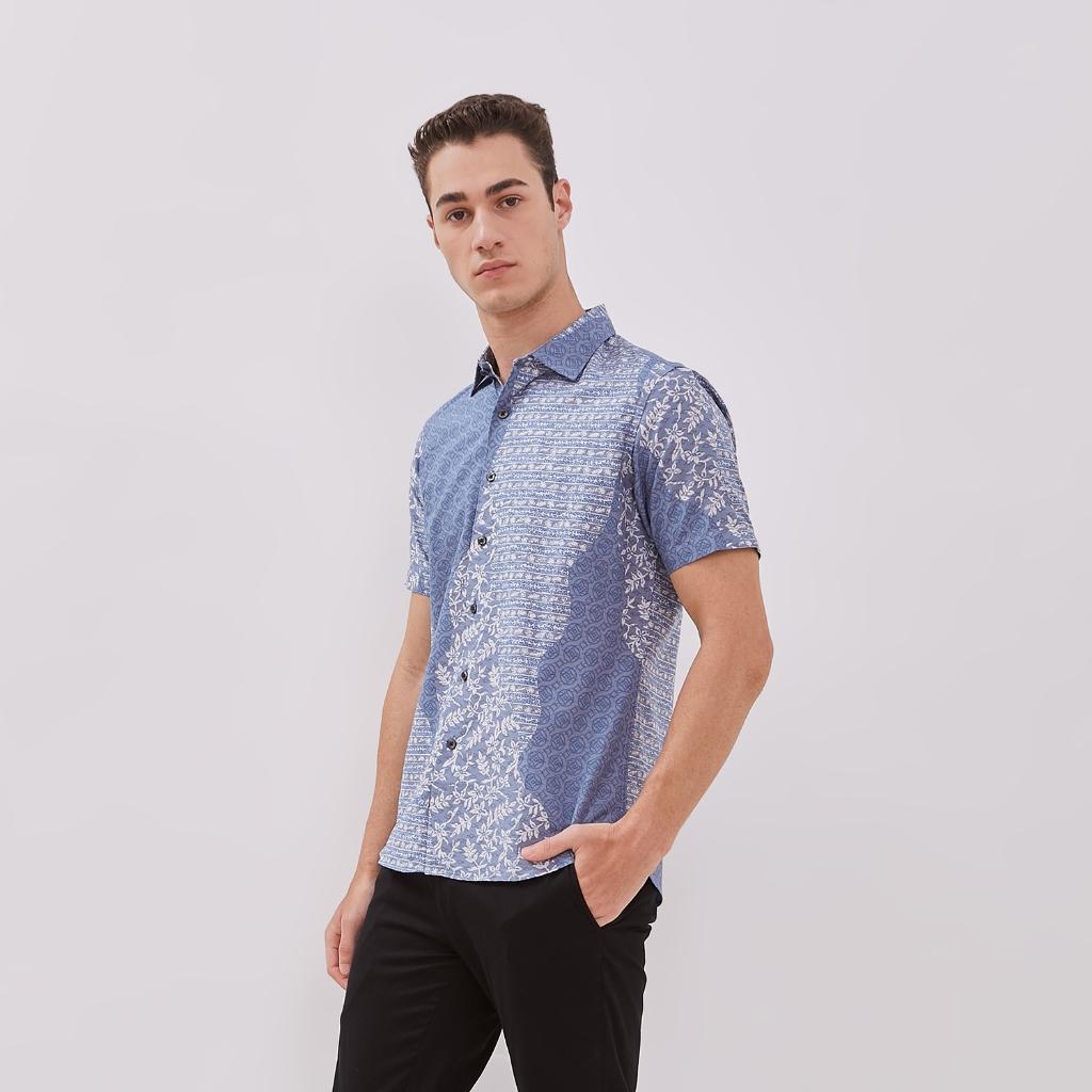 Odza Kemeja Pria Baju Batik Slimfit Lengan Pendek Sogan Hem Pria Katun Premium Darja