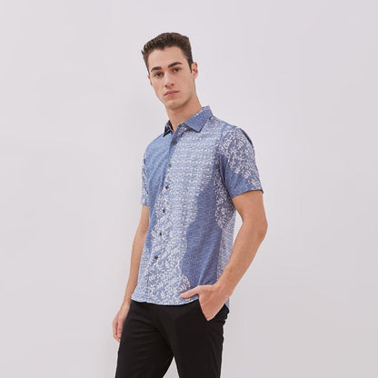 Odza Kemeja Pria Baju Batik Slimfit Lengan Pendek Sogan Hem Pria Katun Premium Darja
