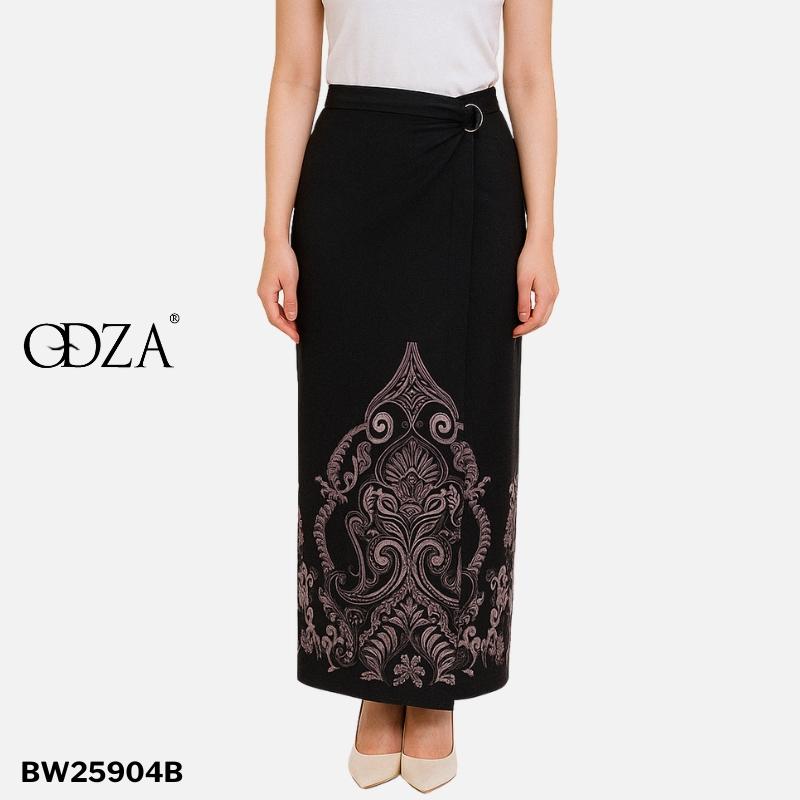 Odza Set Kemeja Rok Lilit Batik Couple Pria Wanita Lengan Panjang Kebaya Motif Jumputan Hitam Naradipta