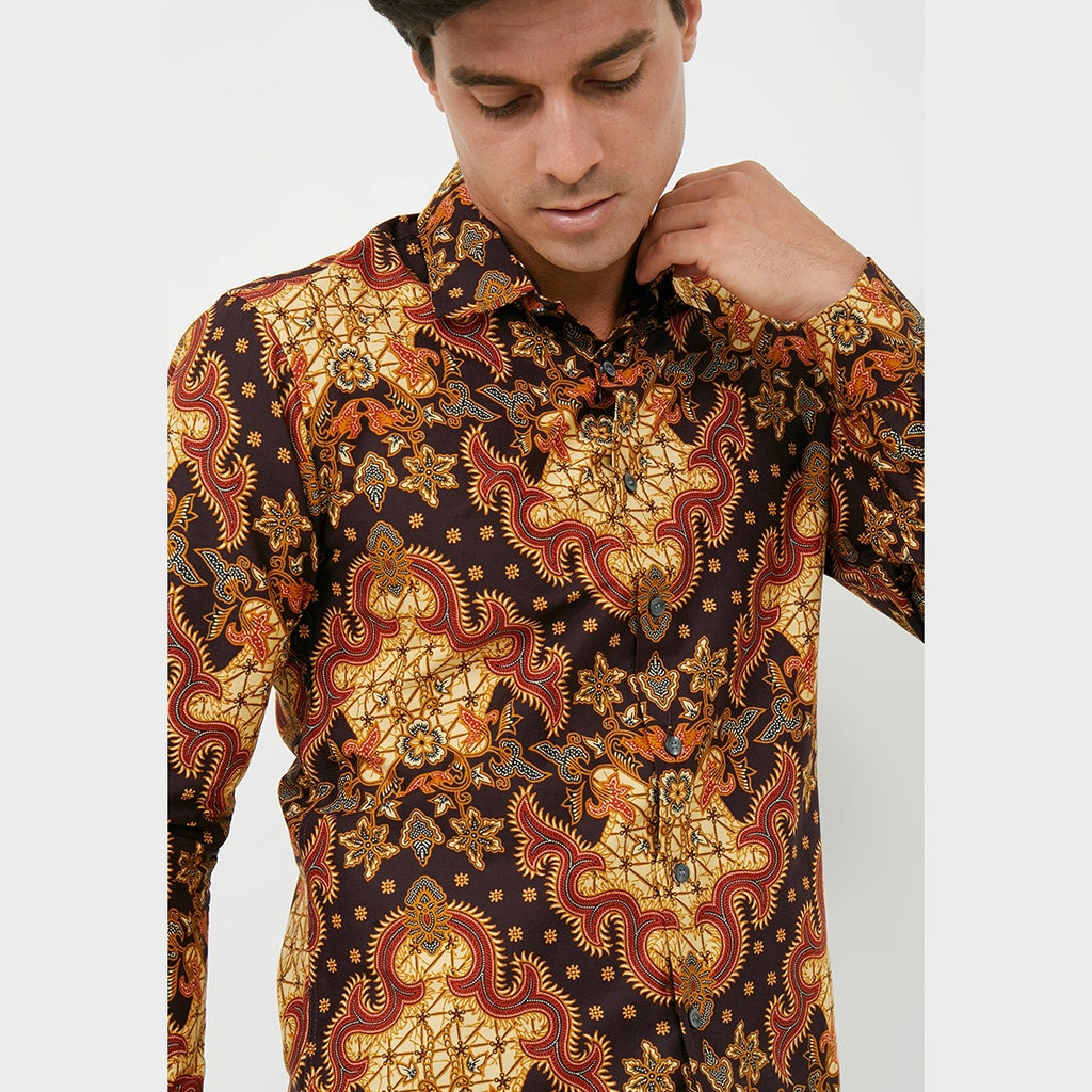 Odza Classic Kemeja Batik Muslim Pria Lengan Panjang Krestina
