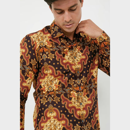 Odza Classic Kemeja Batik Muslim Pria Lengan Panjang Krestina