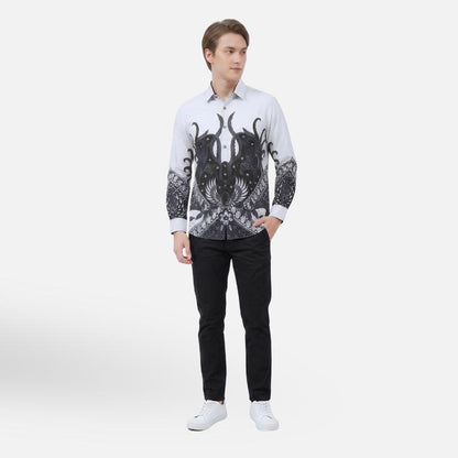Odza Kemeja Batik Pria Slim Fit Lengan Panjang Katun Premium Baju Kerja Kondangan Saktora