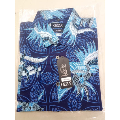 Odza Baju Atasan Kemeja Batik Slim Fit Pria Lengan Panjang Eleanor