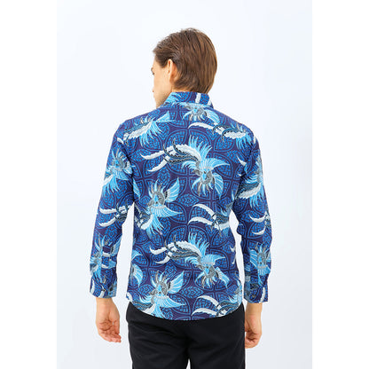 Odza Baju Atasan Kemeja Batik Slim Fit Pria Lengan Panjang Eleanor