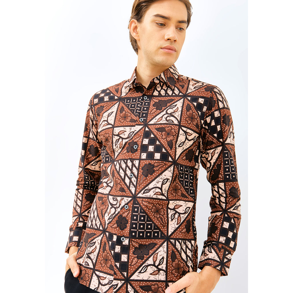 Odzaclassic Kemeja Batik Pria Lengan Panjang Modern Slim Fit Pramarta