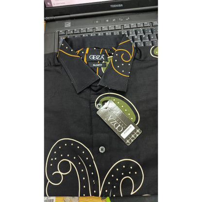 Odza Baju Batik Pria Lengan Pendek Slim Fit Modern Hem Batik Solo Ekawira