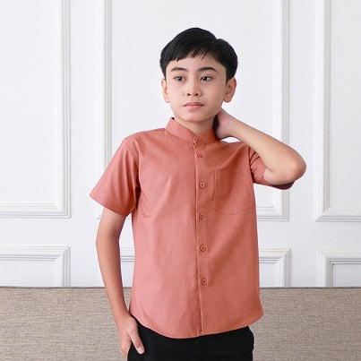 Odza Baju Koko Anak Laki-laki Lengan Pendek Kailash Regular Fit Merah Terracota