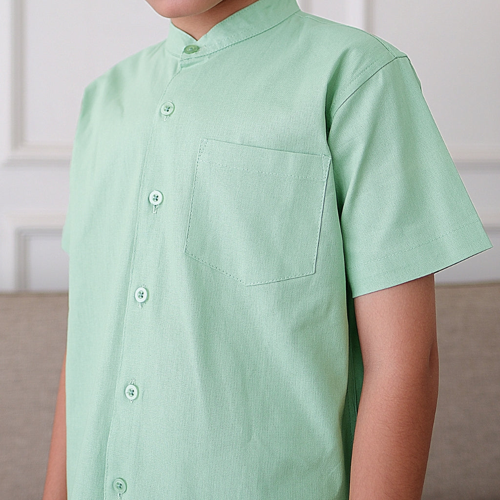 Odza Baju Koko Anak Laki-laki Lengan Pendek Regular Fit Emran Hijau Sage