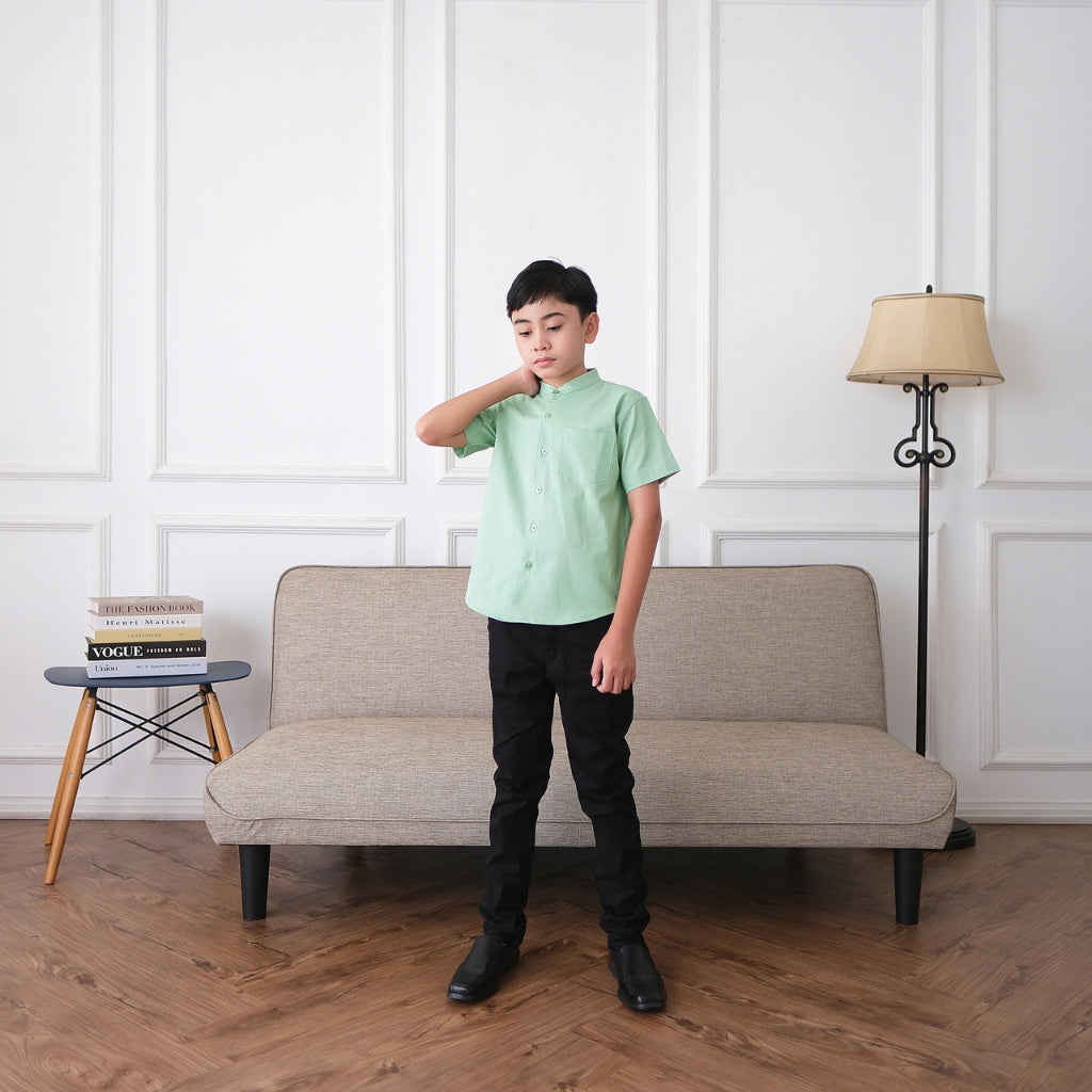 Odza Baju Koko Anak Laki-laki Lengan Pendek Regular Fit Emran Hijau Sage