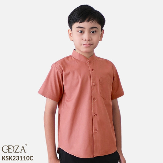 Odza Baju Koko Anak Laki-laki Lengan Pendek Kailash Regular Fit Merah Terracota