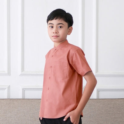 Odza Baju Koko Anak Laki-laki Lengan Pendek Kailash Regular Fit Merah Terracota