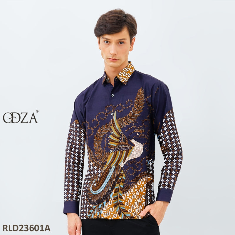 Odza Kemeja Batik Lengan Panjang Pria Regular Fit Fashion Size Besar Modern Aryasetya