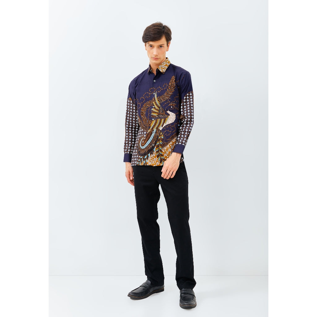 Odza Kemeja Batik Lengan Panjang Pria Regular Fit Fashion Size Besar Modern Aryasetya