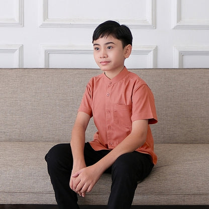 Odza Baju Koko Anak Laki-laki Lengan Pendek Kailash Regular Fit Merah Terracota