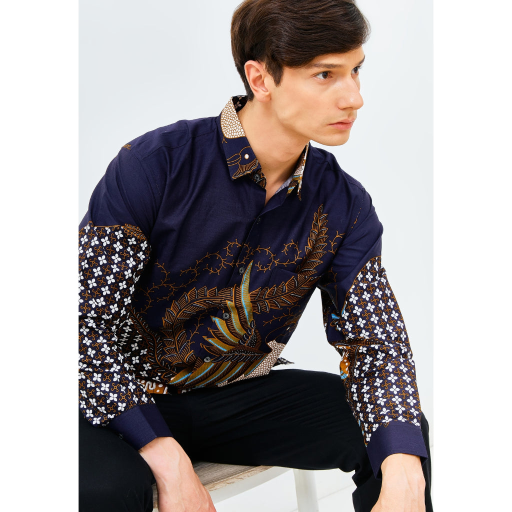 Odza Kemeja Batik Lengan Panjang Pria Regular Fit Fashion Size Besar Modern Aryasetya
