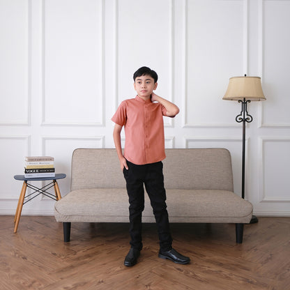 Odza Baju Koko Anak Laki-laki Lengan Pendek Kailash Regular Fit Merah Terracota