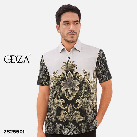 Odza Baju Batik Modern Pria Lengan Pendek Kemeja Fashion Jumbo Seragam Kantor Mahavira