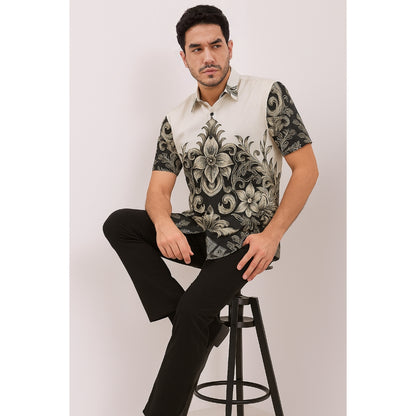 Odza Baju Batik Modern Pria Lengan Pendek Kemeja Fashion Jumbo Seragam Kantor Mahavira
