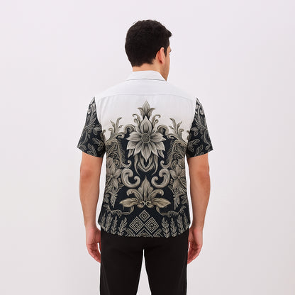 Odza Baju Batik Modern Pria Lengan Pendek Kemeja Fashion Jumbo Seragam Kantor Mahavira
