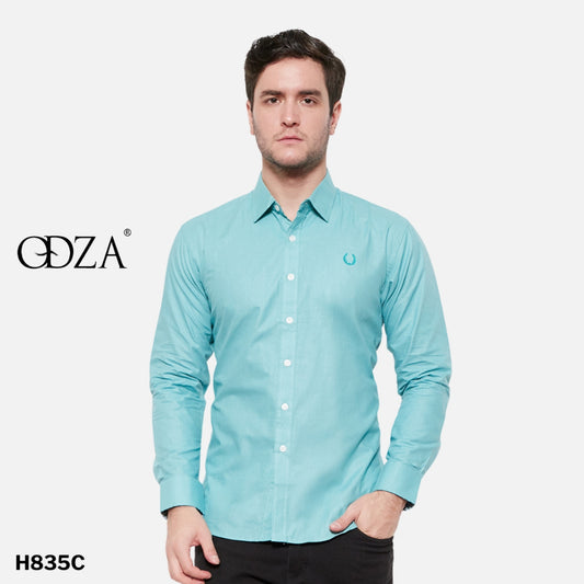 Baju Kemeja Lengan Panjang Hijau Muda Polos Pria Slimfit Atasan Formal Kantor