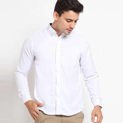 Odza Kemeja Putih Polos Lengan Panjang Pria Formal Slim Fit