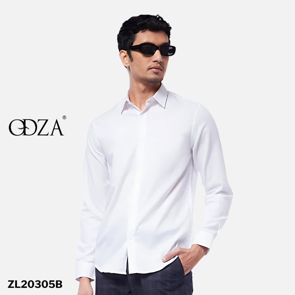 Odza Kemeja Putih Polos Lengan Panjang Pria Formal Slim Fit
