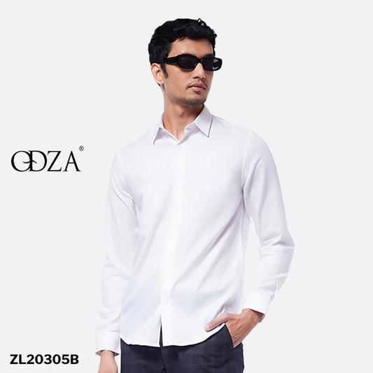 Odza Kemeja Putih Polos Lengan Panjang Pria Formal Slim Fit