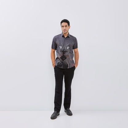 Odza Classic Baju Batik Pria Lengan Pendek Big Size Regular dan Slim Fit Fashion Modern Duroit