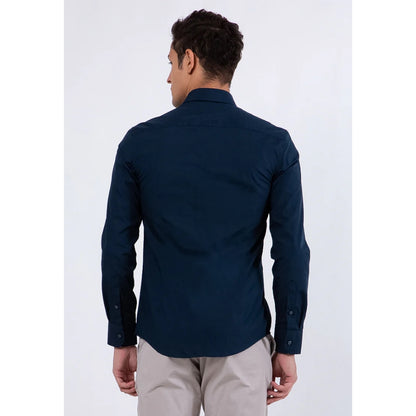 Odza Kemeja Pria Lengan Panjang Polos Formal Slim Fit Modern Biru Navy