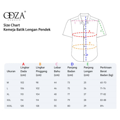 Odza Classic Baju Batik Pria Lengan Pendek Big Size Regular dan Slim Fit Fashion Modern Duroit