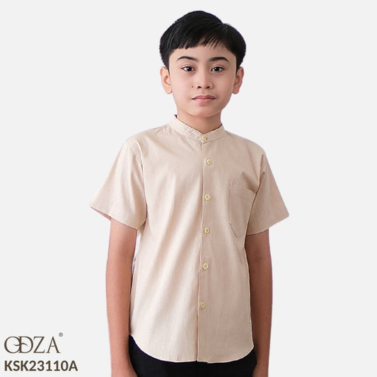 Odza Baju Koko Anak Cowok Lengan Pendek 2-12 Tahun Malika Coklat Cream Salmon Sage